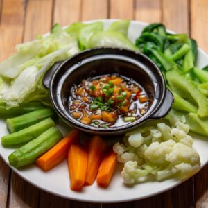 Rau thập cẩm luộc + kho quẹt